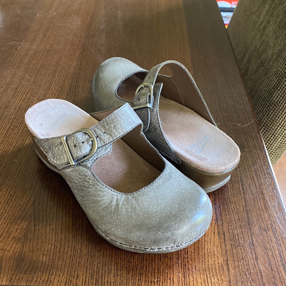 Dansko Women’s Mule/Clog; size 38; weathered gray leather; worn only a few times